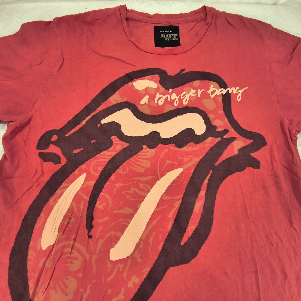 The Rolling Stones Short Sleeve Band Crew Neck Shirt Mens Size Medium M Red